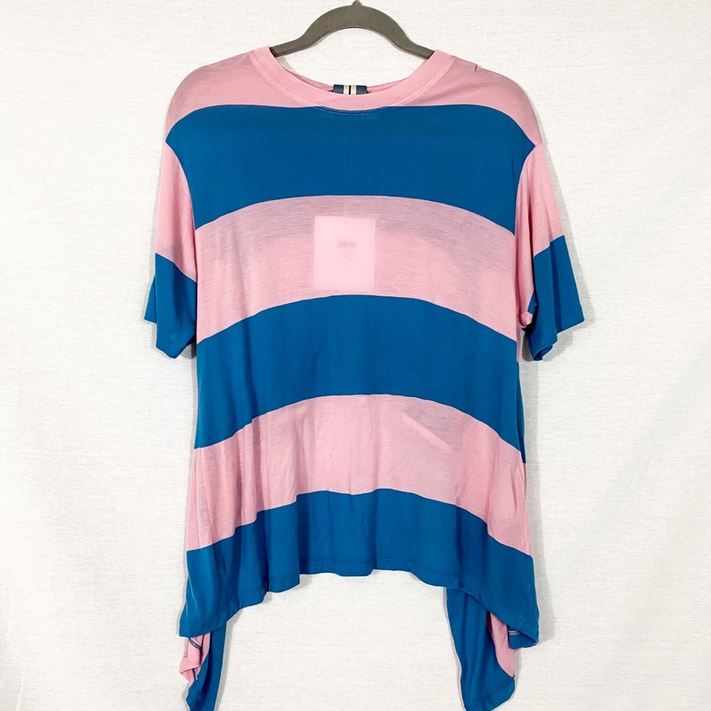 NWT Diane Von Furstenberg- Pink & Blue Striped Tee